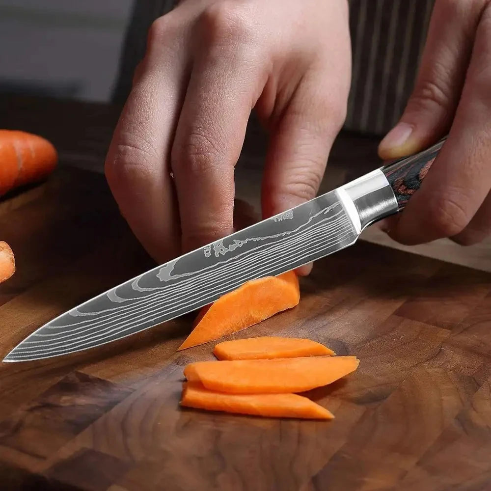 MACO 4-Teiliges Profi Chefmesser-Set — Ultra-Scharfer Edelstahl im Damast-Design