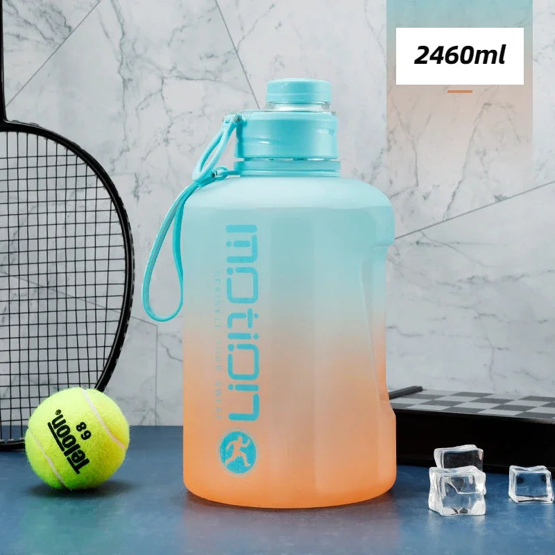 MACO Luxury 2L Gradient Sports Bottle – High-Capacity Motivational Fitness Jug with Straw