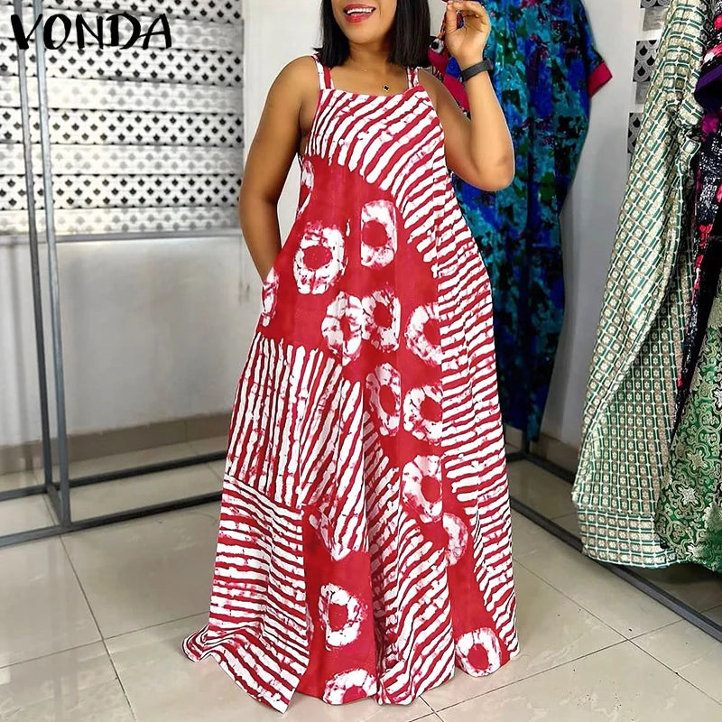MACO Luxury Bohemian Printed Maxi Dress – Elegant Plus Size Summer Sundress