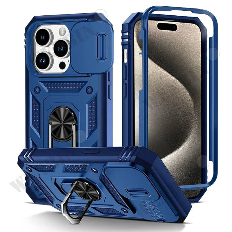 MACO Tactical Heavy-Duty iPhone Armor Case | 360° Metal Kickstand & Camera Shield