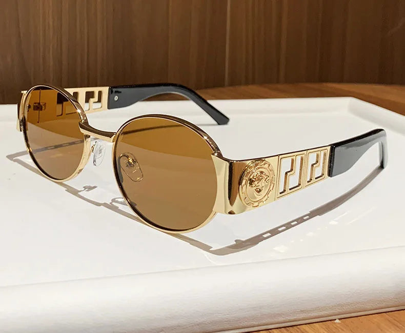 MACO Luxury Oval Metal Sunglasses – Vintage Minimalist Designer Shades for Men & Women