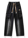 MACO Luxury Big Size Denim Cargo Pants – Men's Wide Leg Baggy Straight Jeans