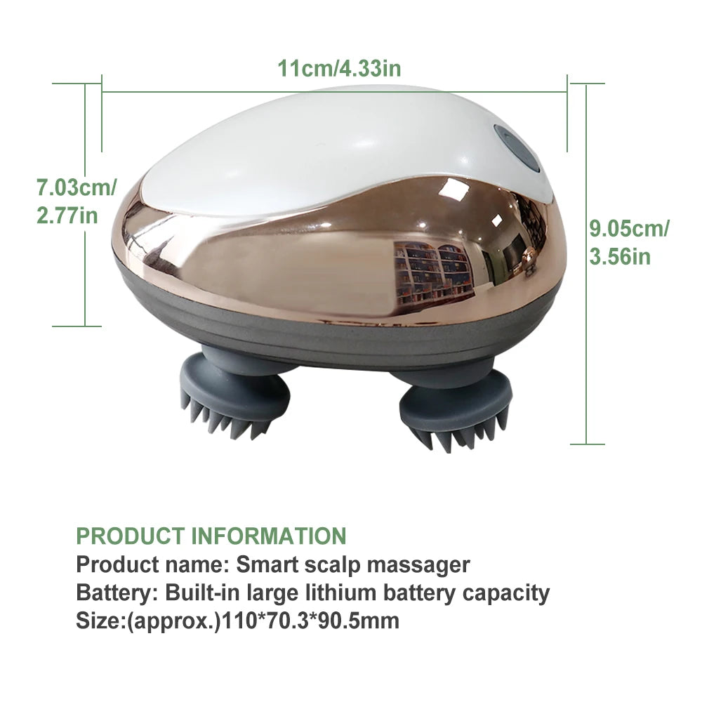 MACO Luxury Waterproof Scalp Massager – Electric Hair Growth & Stress Relief Kneading Device