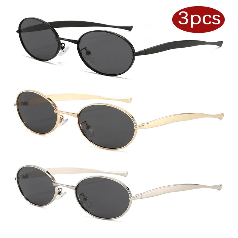 MACO Y2K Small Oval Metal Sunglasses – Luxury Brand Punk Retro Shades