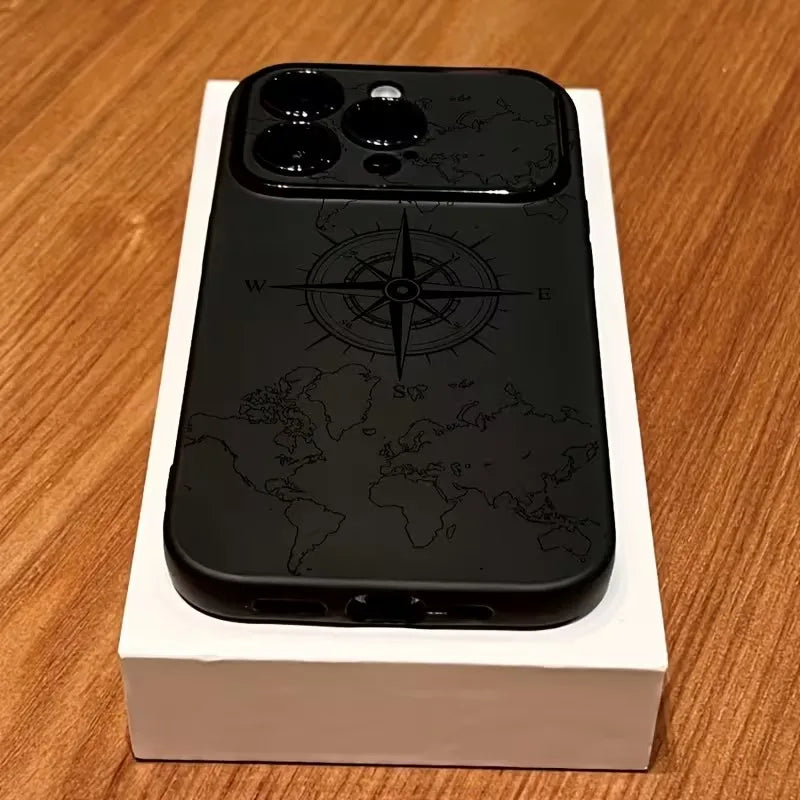 MACO Creative Compass Vintage iPhone Case | Luxury Shockproof Travel Soft Cover