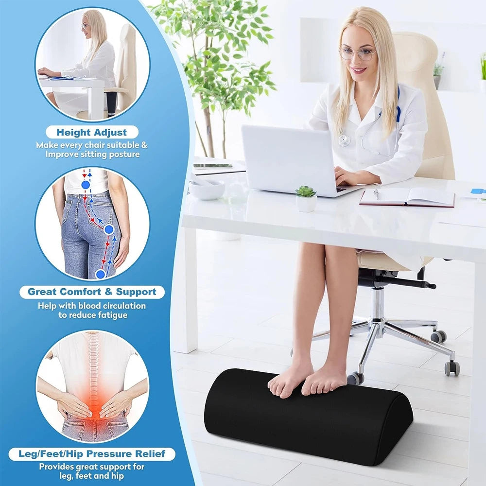 MACO Ergonomische Schreibtisch-Fußstütze — Komfort-Schaumstoff mit waschbarem Bezug