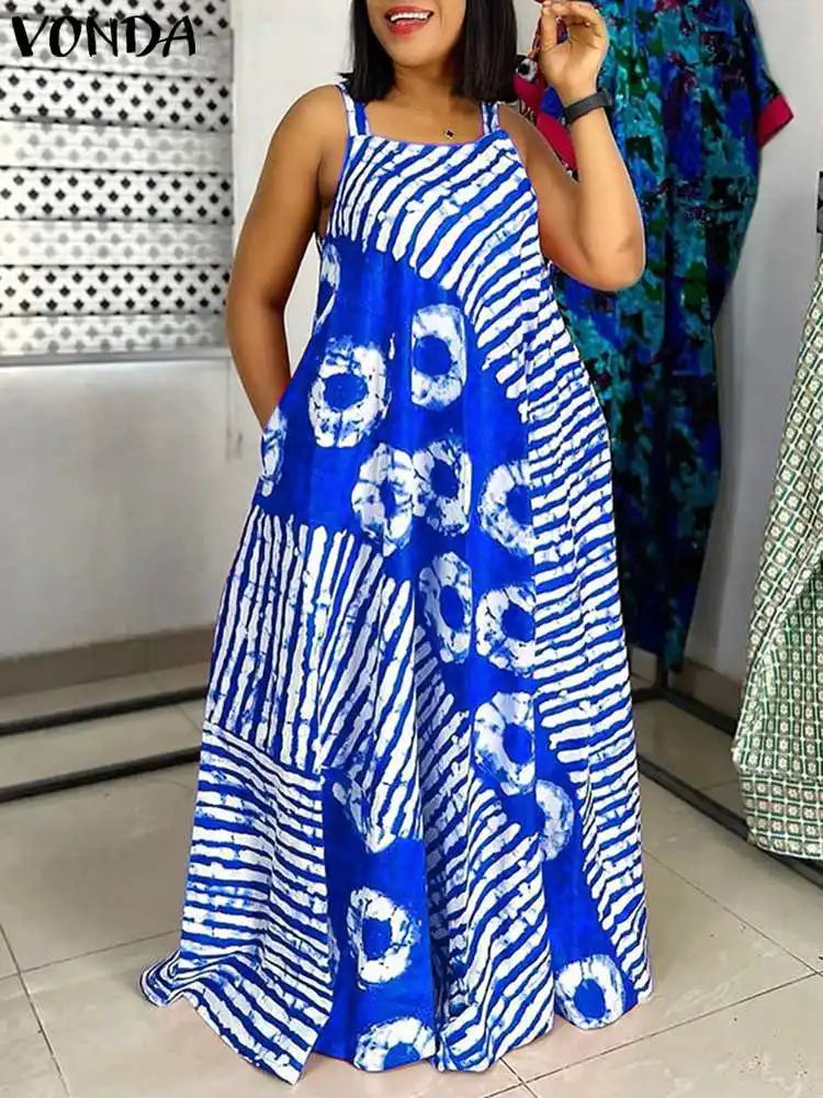 MACO Luxury Bohemian Printed Maxi Dress – Elegant Plus Size Summer Sundress