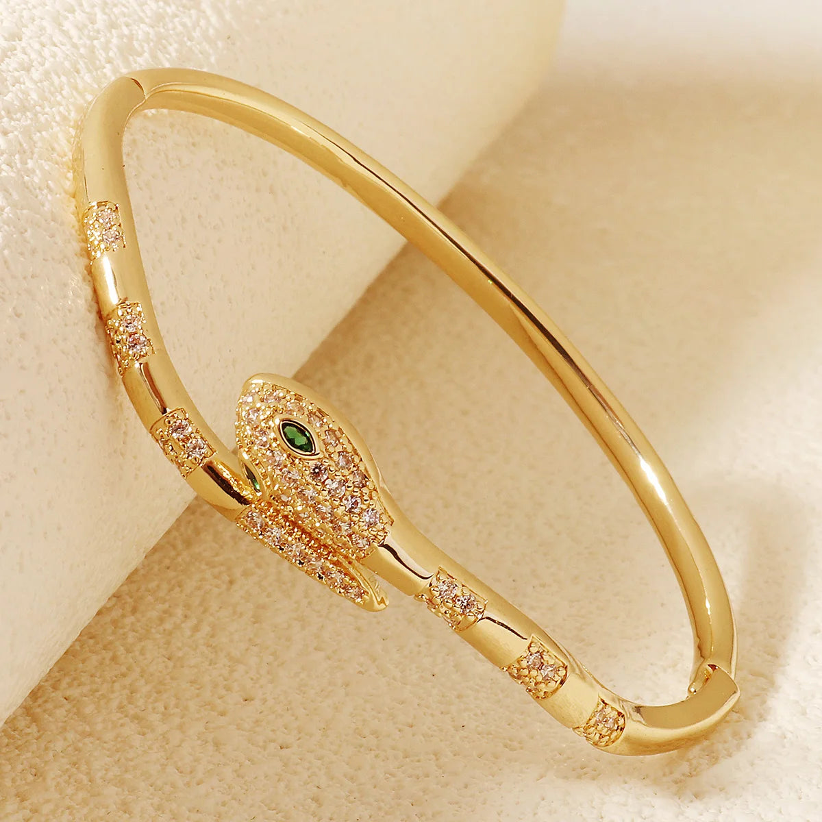 MACO Luxury Snake Nail Cuff Bangle – Classic Open Zirconium Bracelet for Women