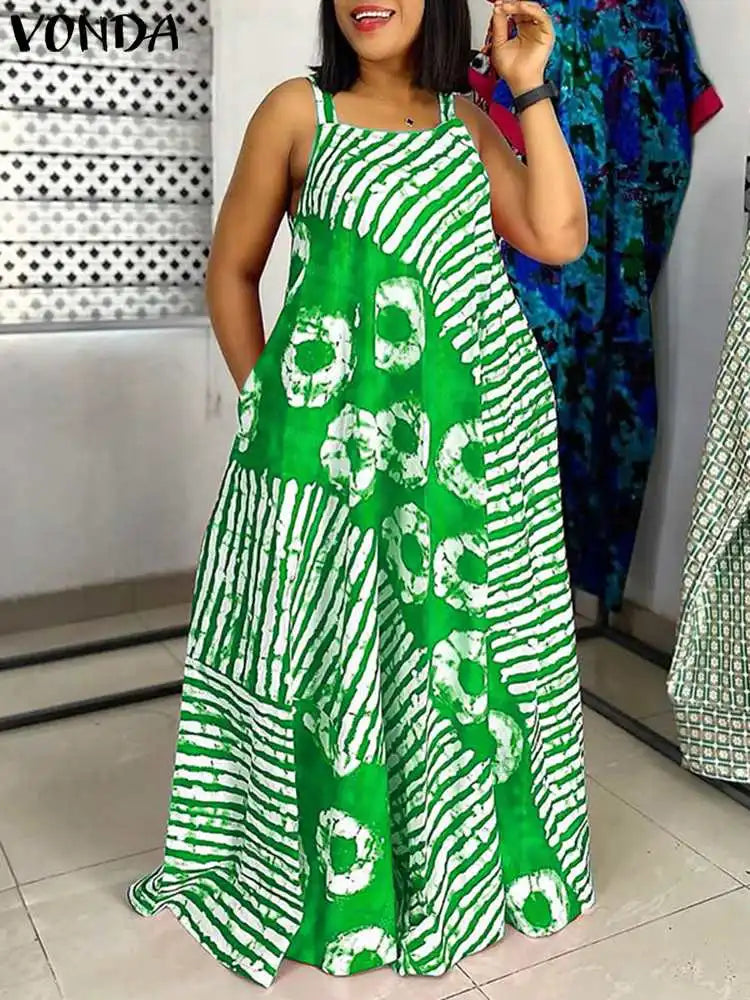 MACO Luxury Bohemian Printed Maxi Dress – Elegant Plus Size Summer Sundress