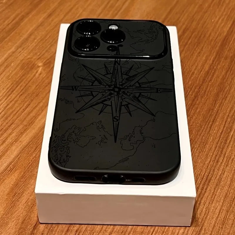 MACO Creative Compass Vintage iPhone Case | Luxury Shockproof Travel Soft Cover