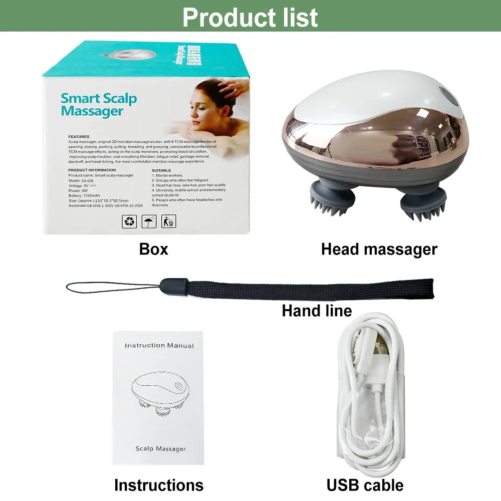 MACO Luxury Waterproof Scalp Massager – Electric Hair Growth & Stress Relief Kneading Device