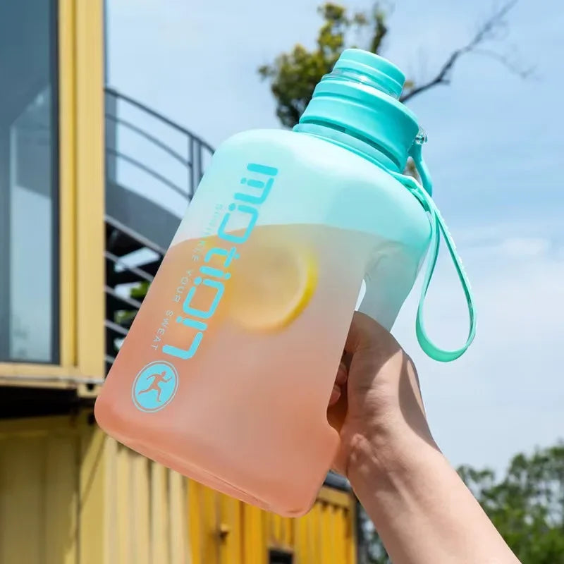 MACO Luxury 2L Gradient Sports Bottle – High-Capacity Motivational Fitness Jug with Straw