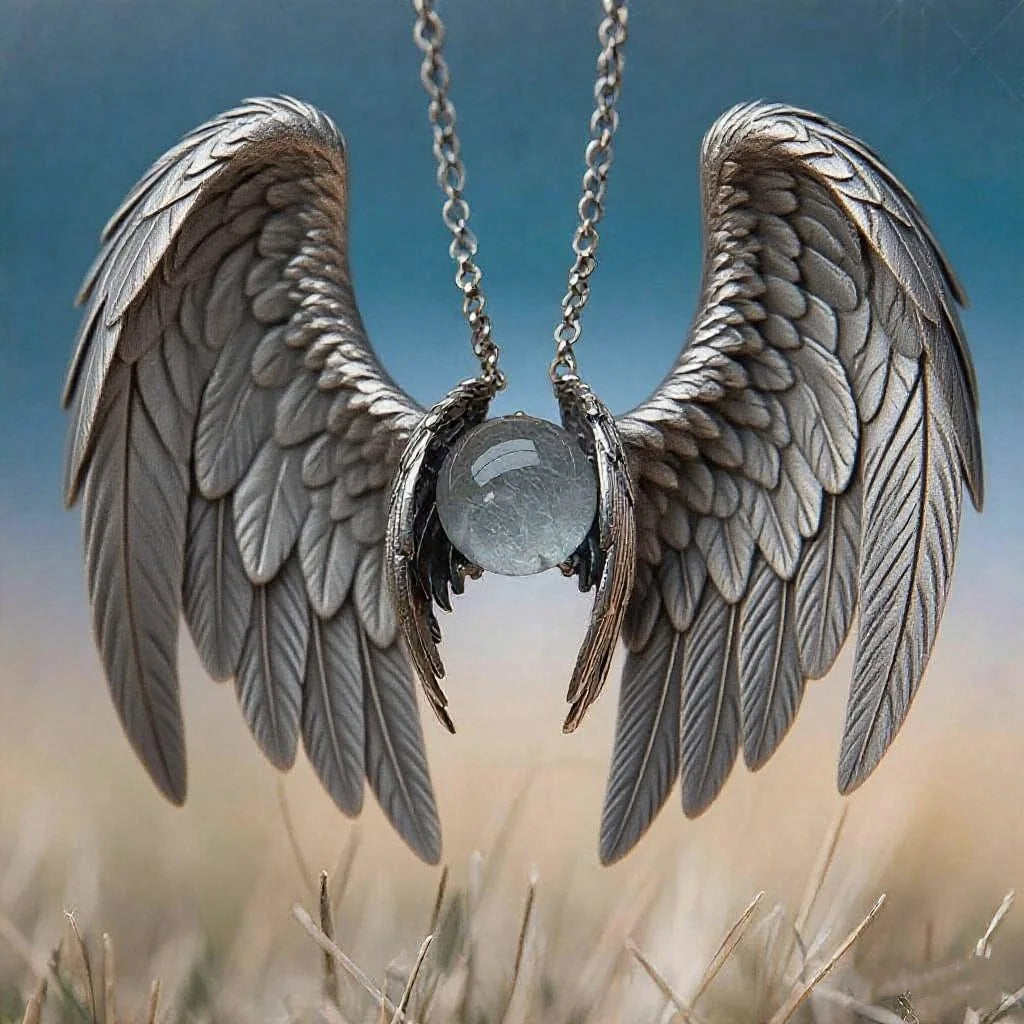 MACO Retro Ghost Wing Crystal Pendant – Vintage Personalized Angel Wing Necklace