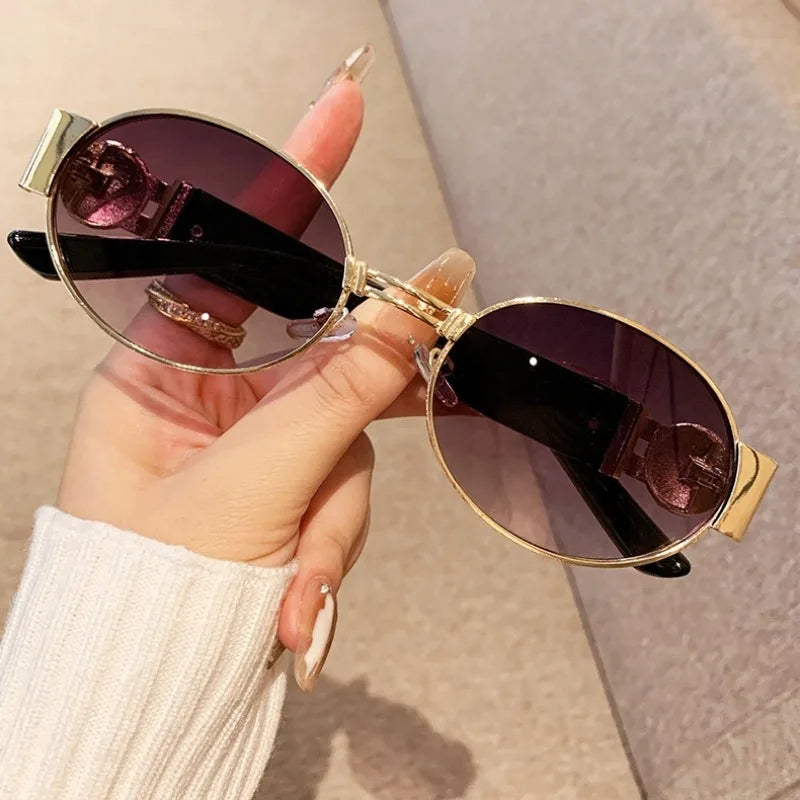 MACO Retro Oval Metal Sunglasses – Luxury Vintage Y2K Shades for Men & Women