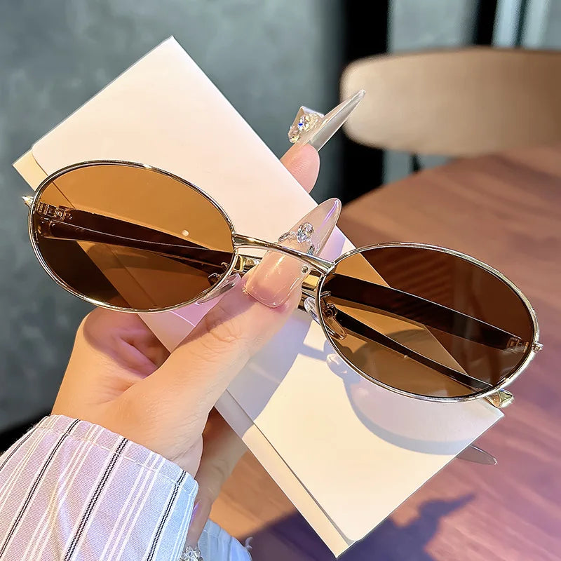 MACO Y2K Small Oval Metal Sunglasses – Luxury Brand Punk Retro Shades
