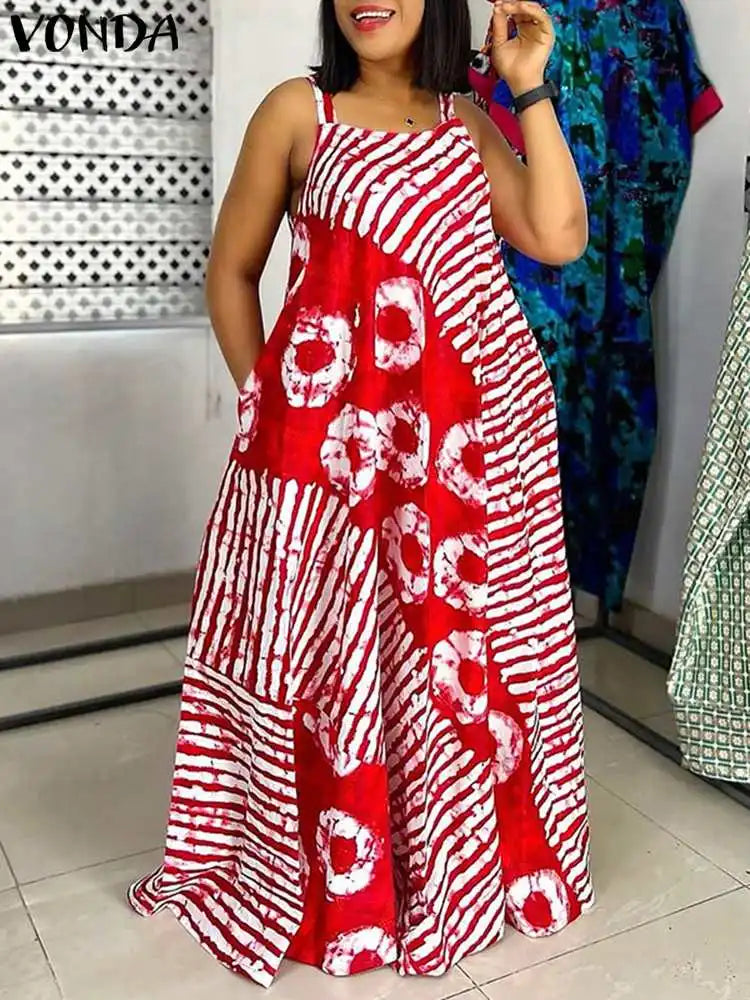 MACO Luxury Bohemian Printed Maxi Dress – Elegant Plus Size Summer Sundress