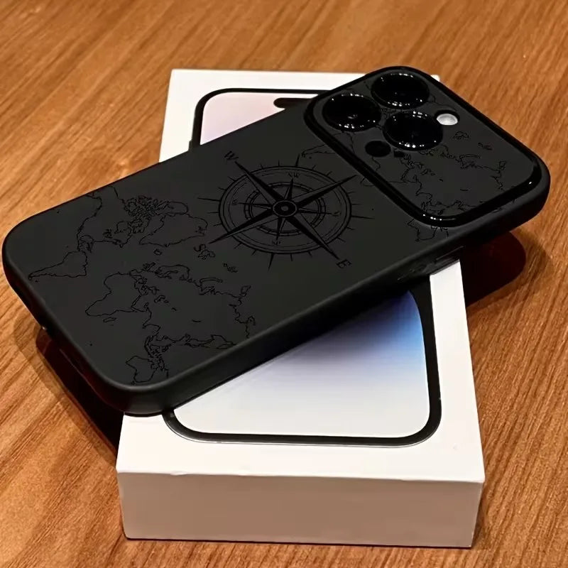 MACO Creative Compass Vintage iPhone Case | Luxury Shockproof Travel Soft Cover
