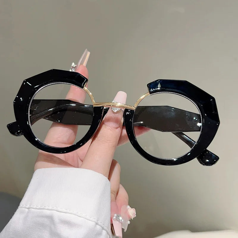 MACO Irregular Circular Reading Glasses – Anti-Blue Light Blocking Trendy Eyewear