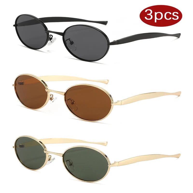 MACO Y2K Small Oval Metal Sunglasses – Luxury Brand Punk Retro Shades