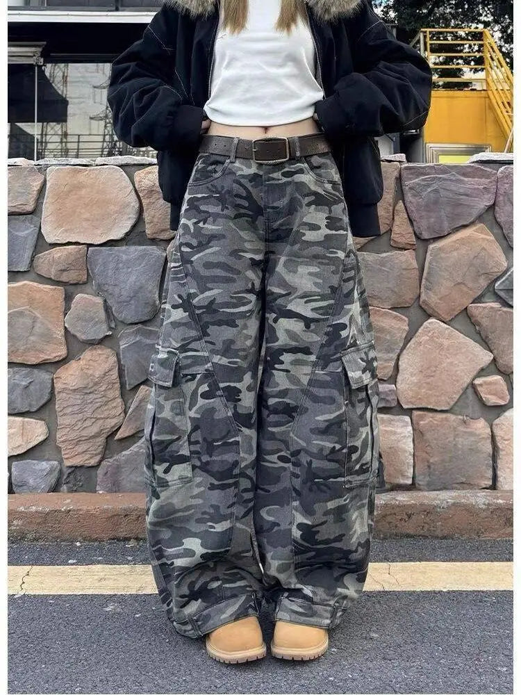 MACO Asymmetric Vintage Denim – Korean Style Wide-Leg Retro-Jeans
