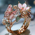 MACO Aesthetic Romantic Flower Butterfly Ring – Luxury Rhinestone Opening Ring