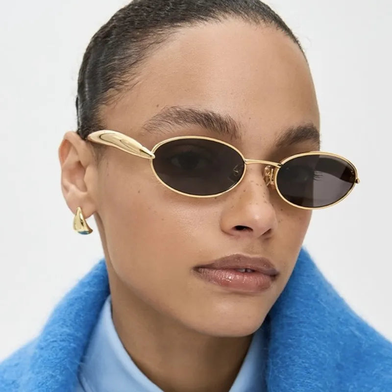 MACO Y2K Small Oval Metal Sunglasses – Luxury Brand Punk Retro Shades