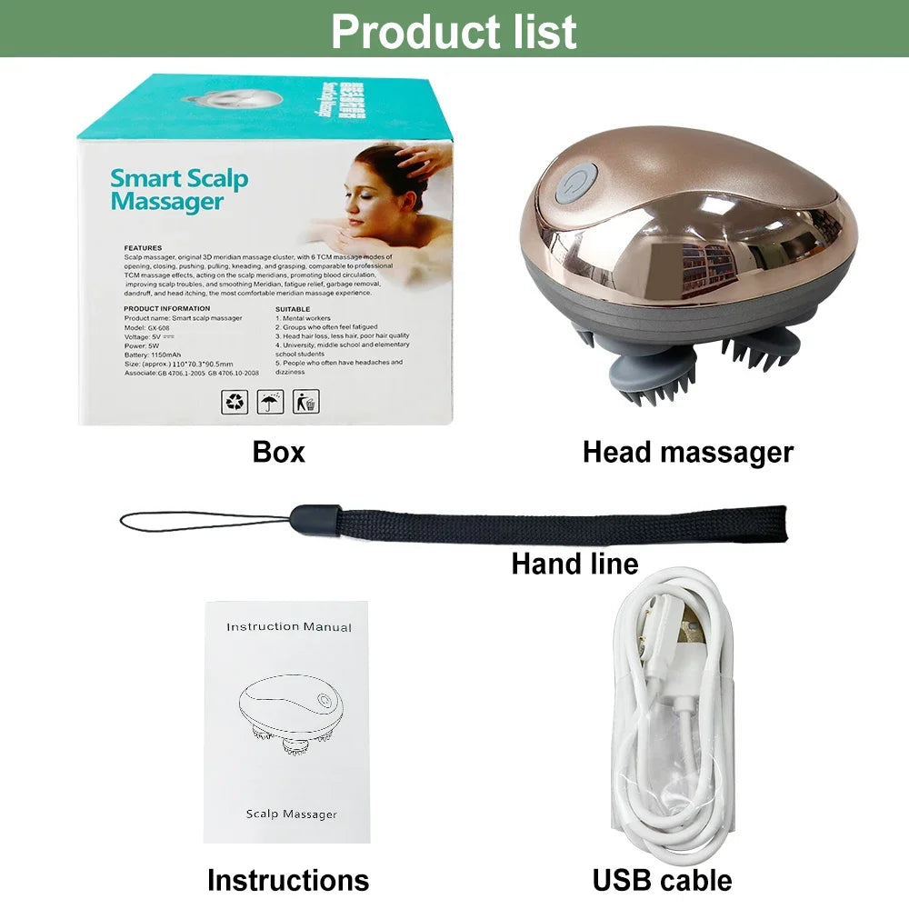 MACO Luxury Waterproof Scalp Massager – Electric Hair Growth & Stress Relief Kneading Device