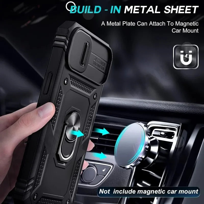 MACO Tactical Heavy-Duty iPhone Armor Case | 360° Metal Kickstand & Camera Shield