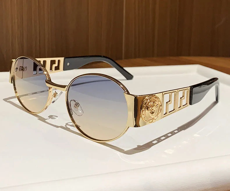 MACO Luxury Oval Metal Sunglasses – Vintage Minimalist Designer Shades for Men & Women