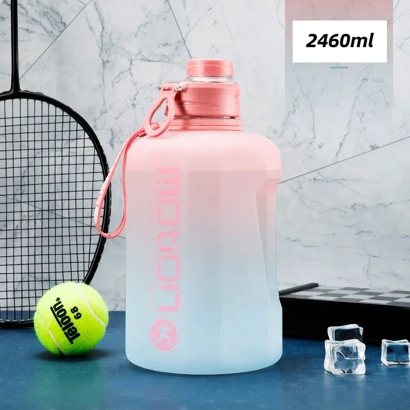 MACO Luxury 2L Gradient Sports Bottle – High-Capacity Motivational Fitness Jug with Straw