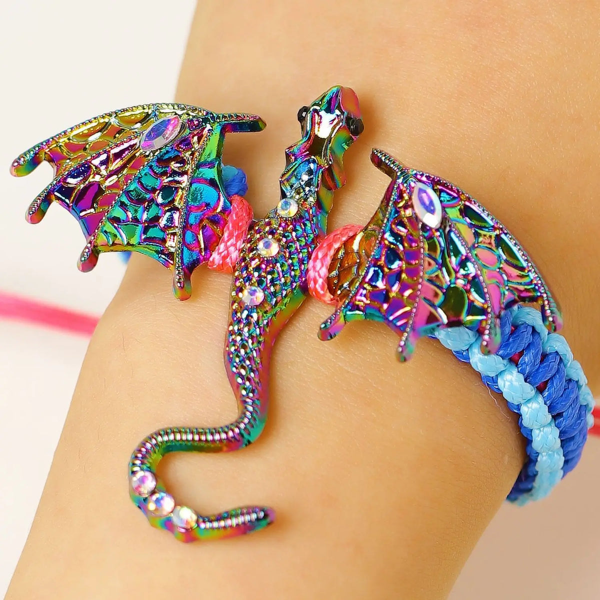 MACO Punk Gothic Flying Dragon Bangle – Creative Adjustable Braided Rope Bracelet