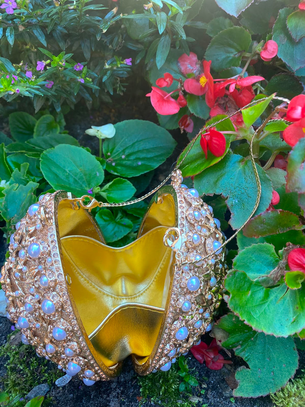 MDBODY Royal Sphere Crystal Clutch | Luxury Pearl & Rhinestone Evening Bag