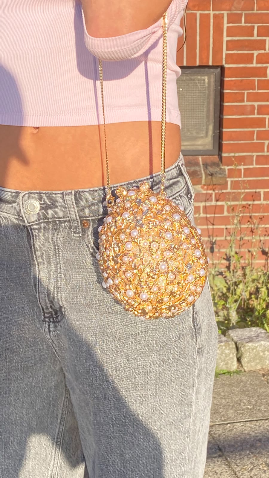 MDBODY Royal Sphere Crystal Clutch | Luxury Pearl & Rhinestone Evening Bag