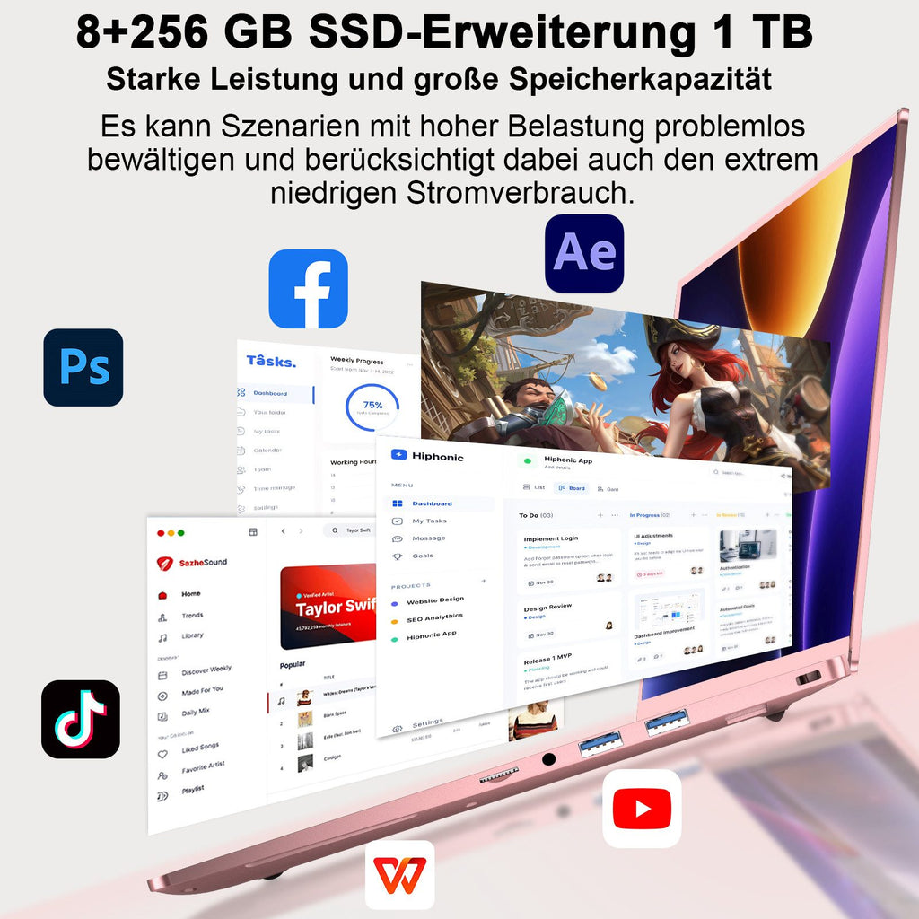 MACO Ultra-Slim 14" Business Laptop | Intel Quad-Core N5095, 8GB DDR4, 256GB High-Speed SSD